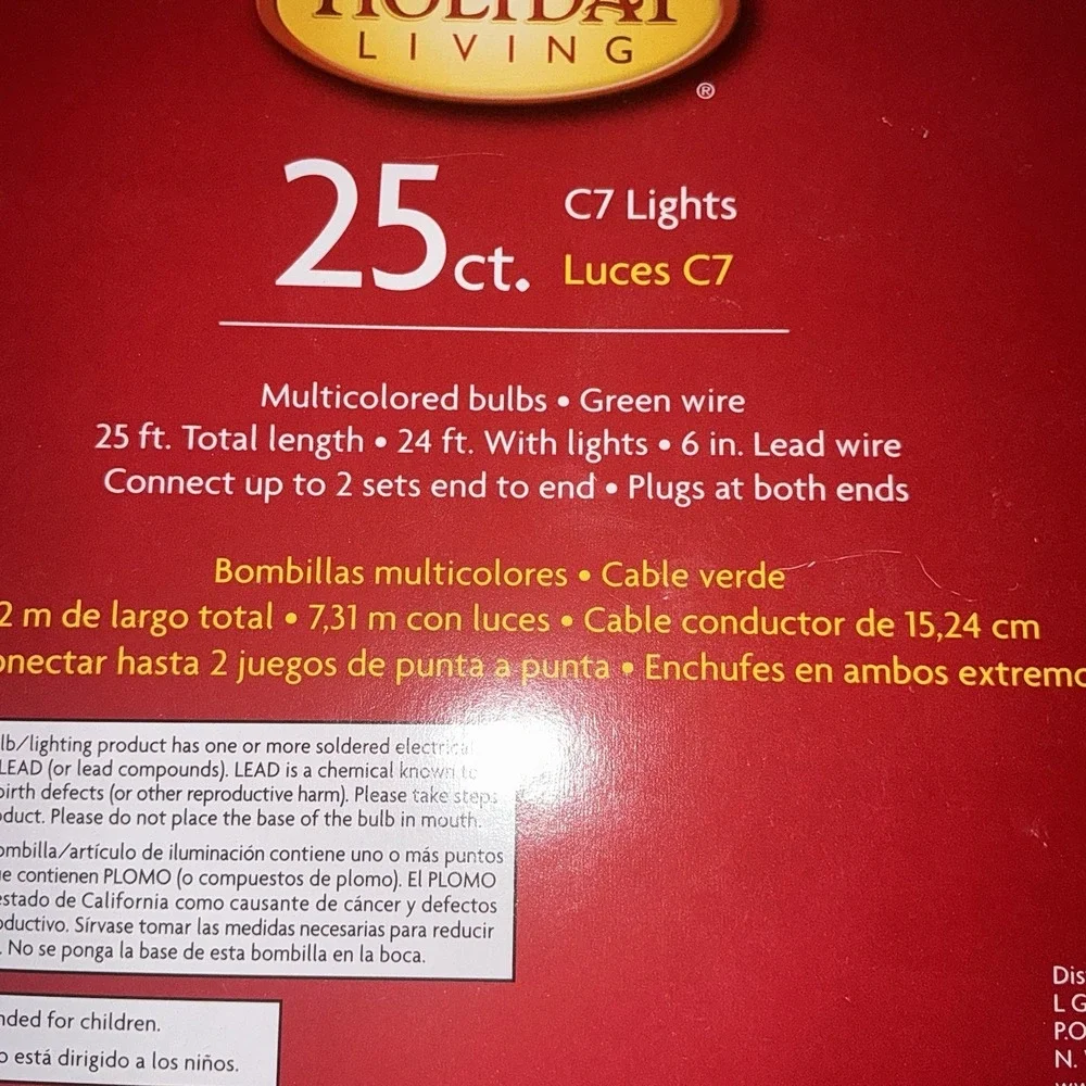 VTG Home Accent C7 Multi Color 25' 25CT Incandescent Christmas Lights NEW NOS